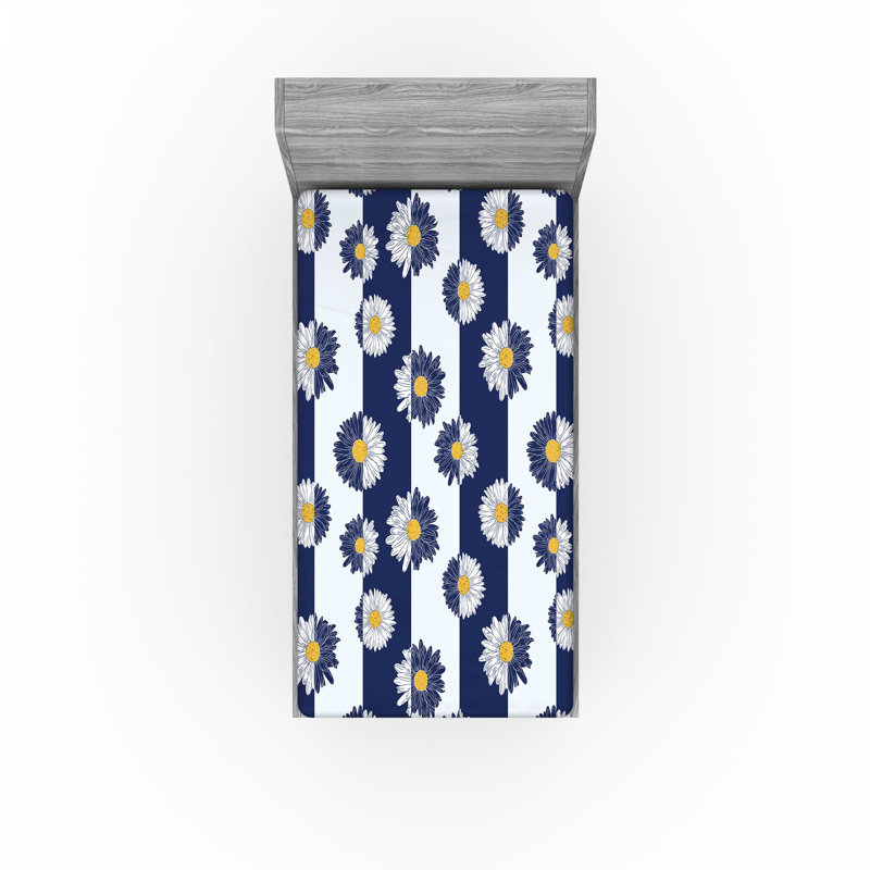 Drap-housse Ambesonne marguerite Pop Art fleur de camomille lavande foncé blanc