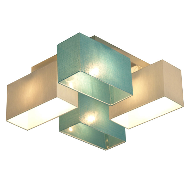 Seaton Semi Flush Mount, Turquoise/Cream transparent, Wenge