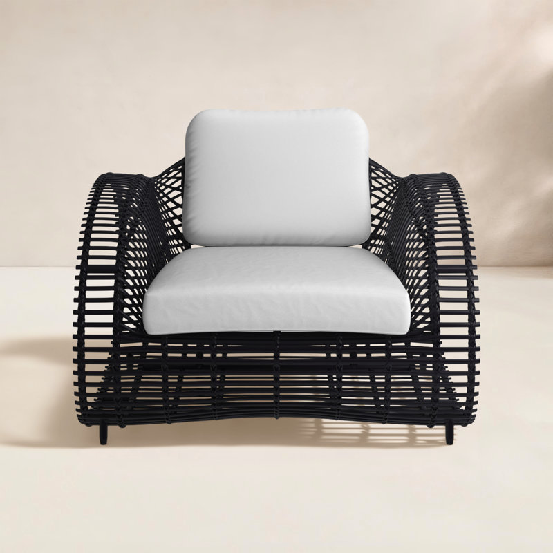 Chaise de patio avec coussins Dochi, Sunbrella® - noir