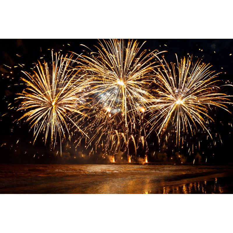 Beautiful Golden Fireworks by AlSimonov - Wrapped Canvas Print, 30cm H x 46cm W x 3.8cm D