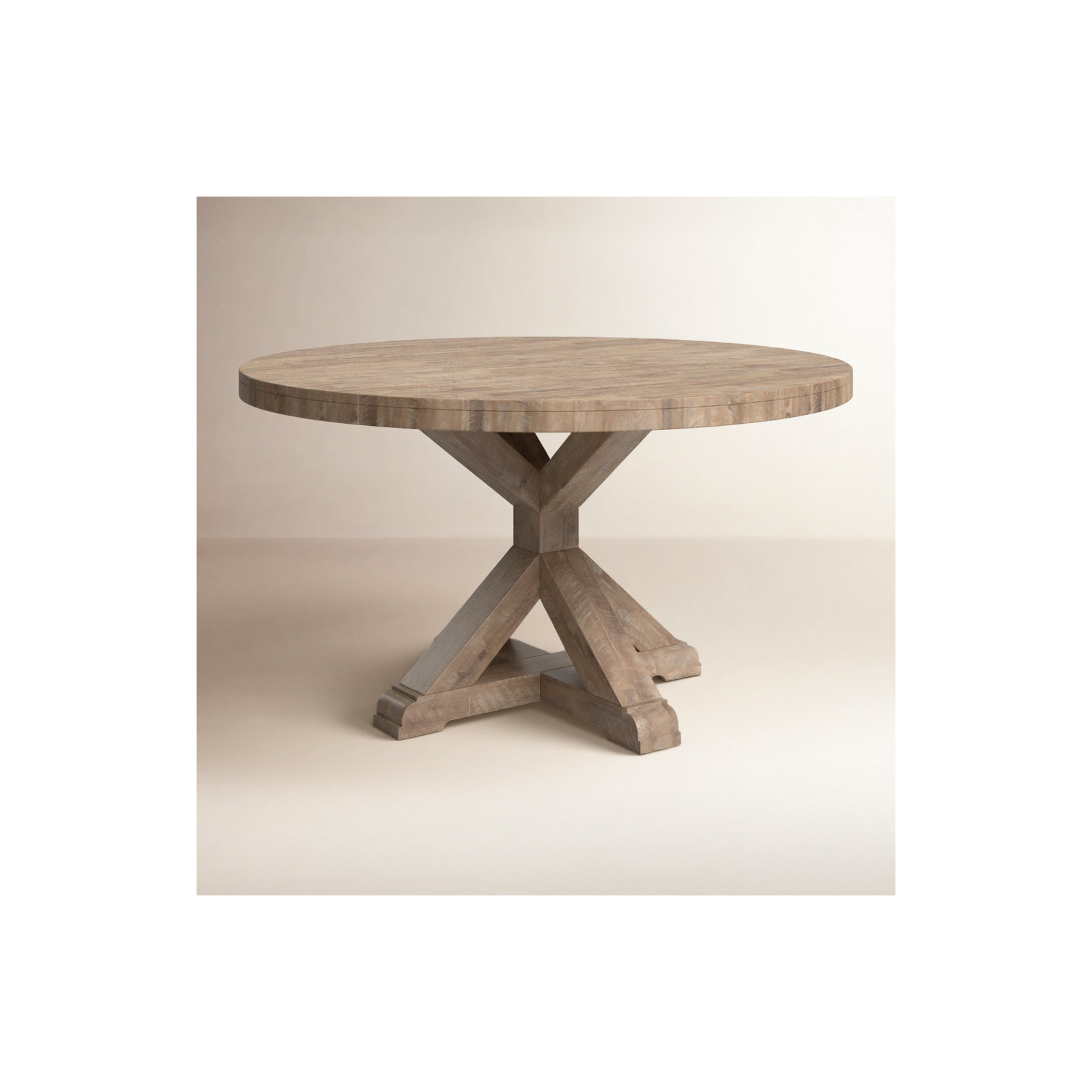 Bianca Round Solid Wood Dining Table, Weathered Natural