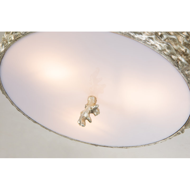 Trellis Bone Finish 3-Light Flush, Nickel