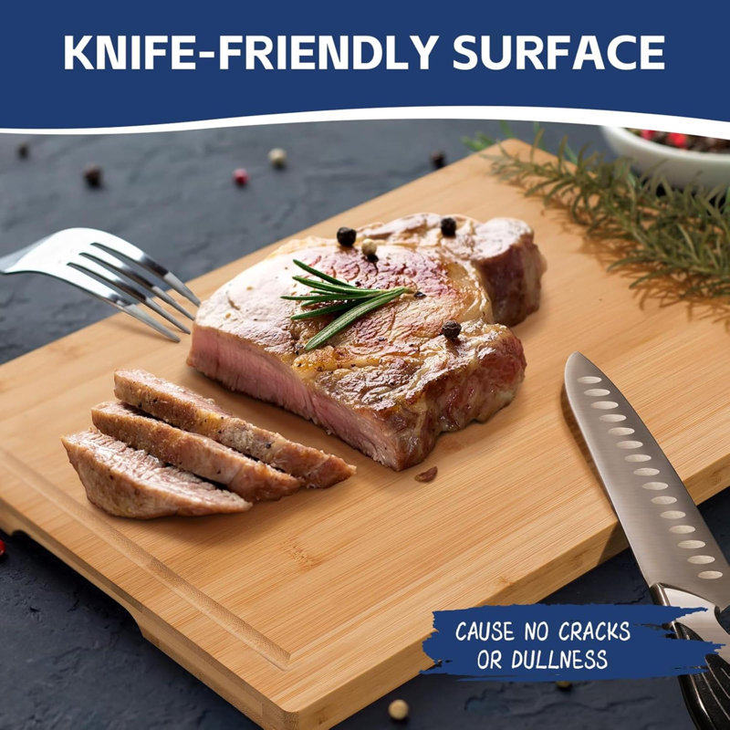 Planches à découper en bambou 3 pièces pour la cuisine, planche à découper en bambou robuste avec rainure à jus, ensemble de planches à découper en bois pour la viande, légumes