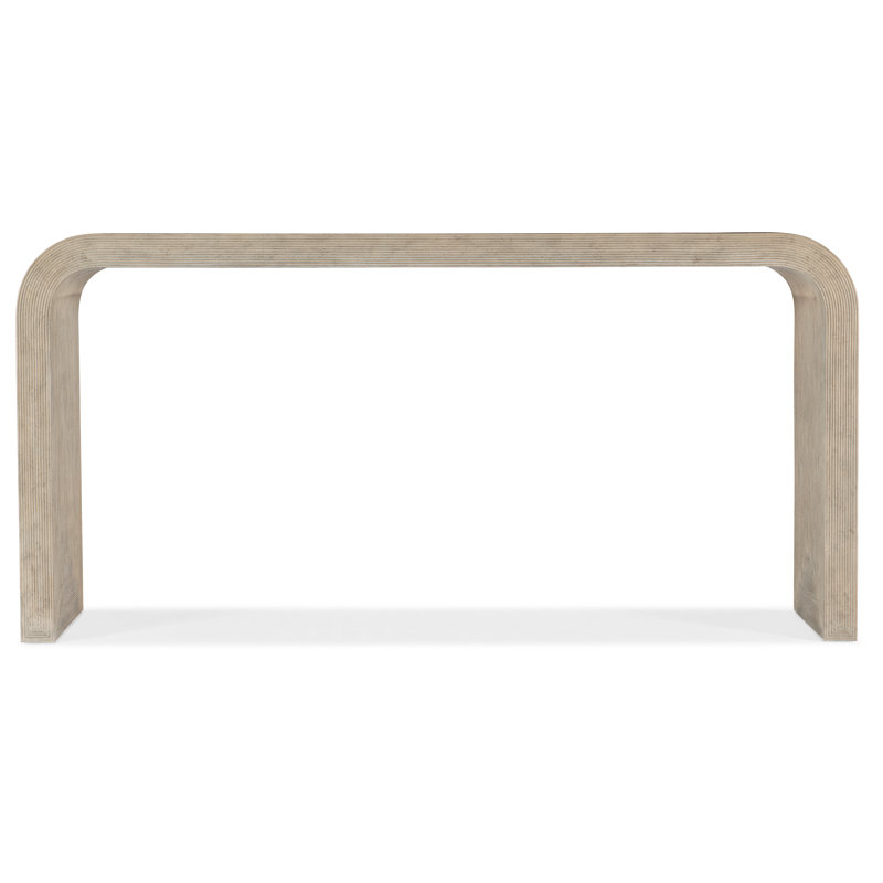 Beige Wood and Glass Rectangular Console Table with Storage