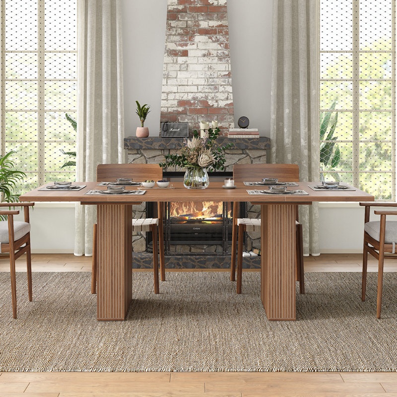 78.7'' Dining Table For 4 6 8 10, Rectangular Kitchen Table With Storage, Farmhouse Dining Room Table For Kitchen, Dining Room, Living Room