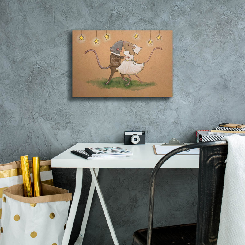 Toile épique Graffiti «Wedding Mice Kiss» par Bebe Keith, 18 po x 12 po