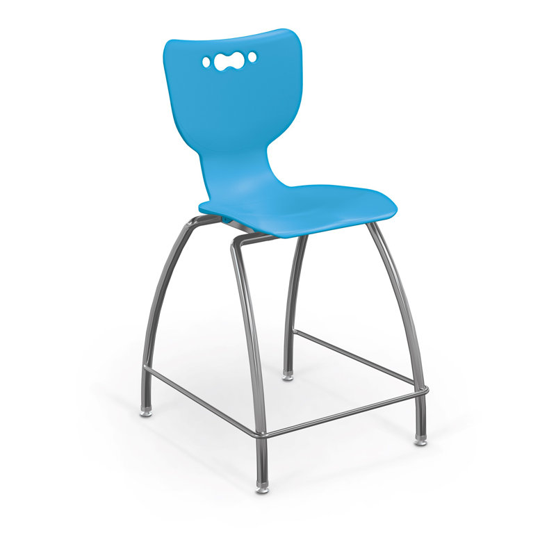 Tabouret de classe à 4 pieds Hierarchie, Bleu, H 39,75 po x l 20,5 po x P 22 po