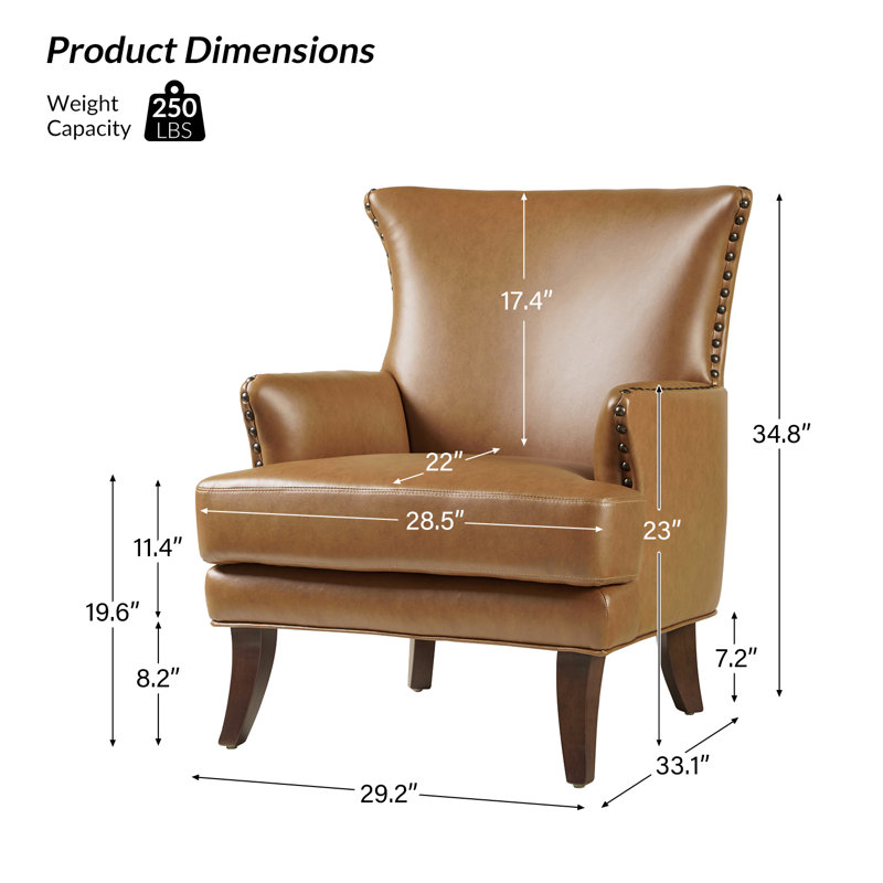 Fauteuil à oreilles Awad, Similicuir chameau