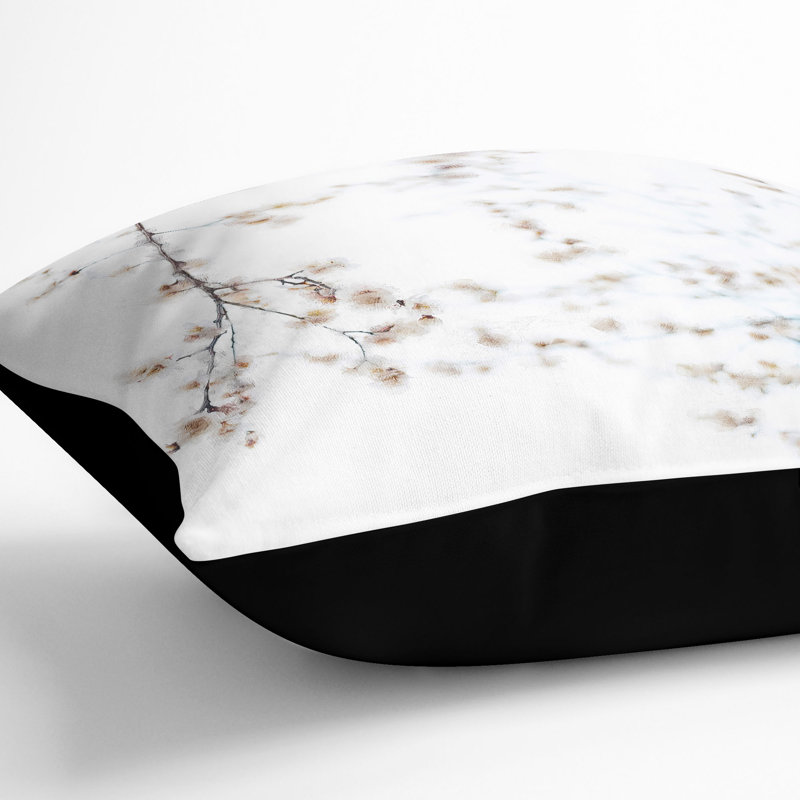 Branches Of A Blossom Tree In Abstract Square Throw Cushion, Light Brown/Black, 55cm H x 55cm W x 20cm D