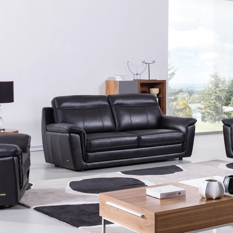 Owen Upholstered 87'' Sofa, Black Leather Match