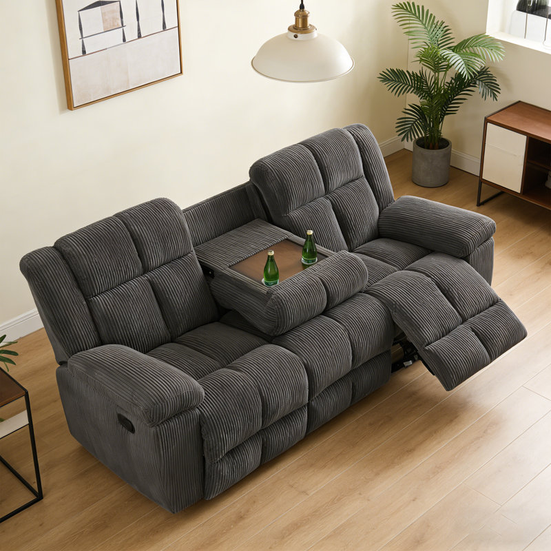 Canapé inclinable gris foncé pour trois personnes avec dossier en tissu épaissi résistant à l'usure réglable à 110-115 degrés Plaque de support inclinable confortable pour se détendre et soulager la pression à la taille