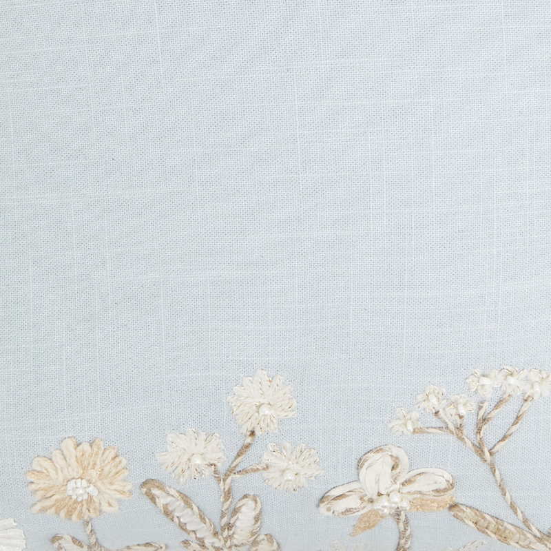 Graceful Embroidered Floral Pillow, Blue, No Insert