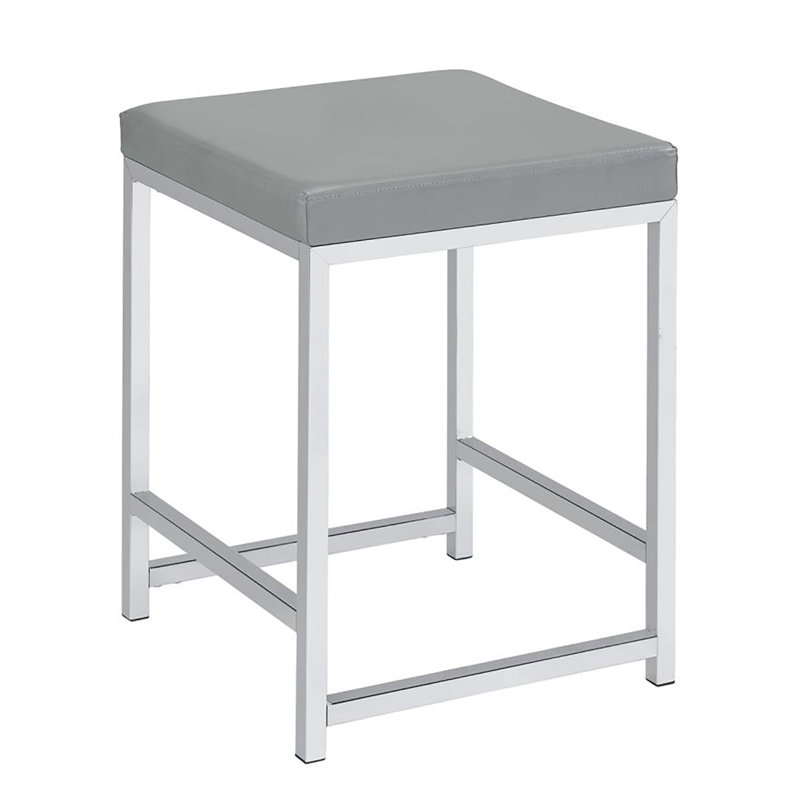 Tabouret de coiffeuse carré rembourré, Gris clair