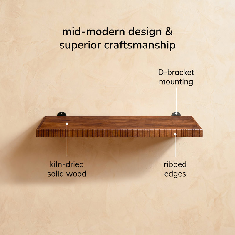 Urbana Solid Wood Wall Mounted Display Shelf, 3.75" H x 61" W x 20.25" D