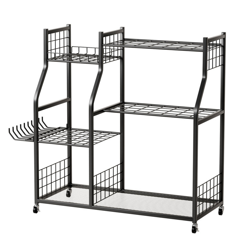 Garden Tool Organizer Stand, Garage Tool Storage Organization, Yard Tool Racks With Lockable Wheels, Fit For Long-handled Tools/rakes/brooms ﻿