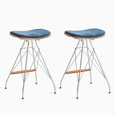 Chaise d'appoint bleue sans dossier (paquet de 2)