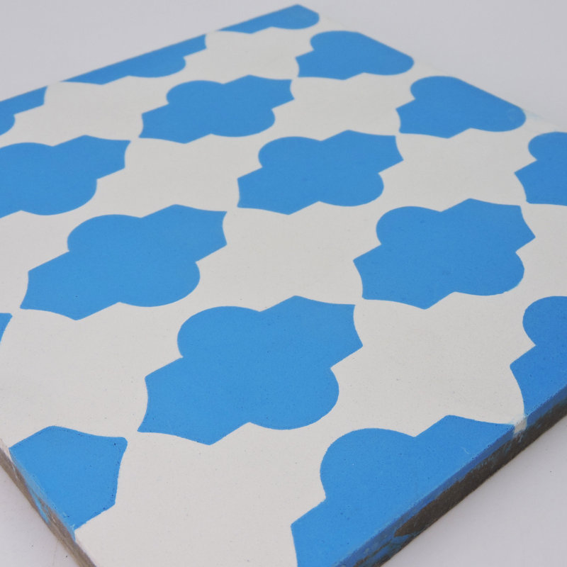 Tafraout 8" x 8" Cement Patterned Wall & Floor Tile, Blue/White