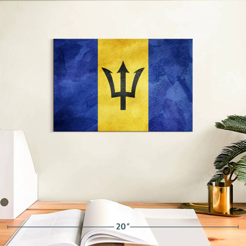 Drapeau Borges Caraïbes Barbade, H 8 po x l 12 po
