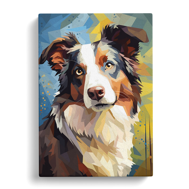 Border Collie Cubism Art - Wrapped Canvas, 50cm H x 35cm W x 3cm D