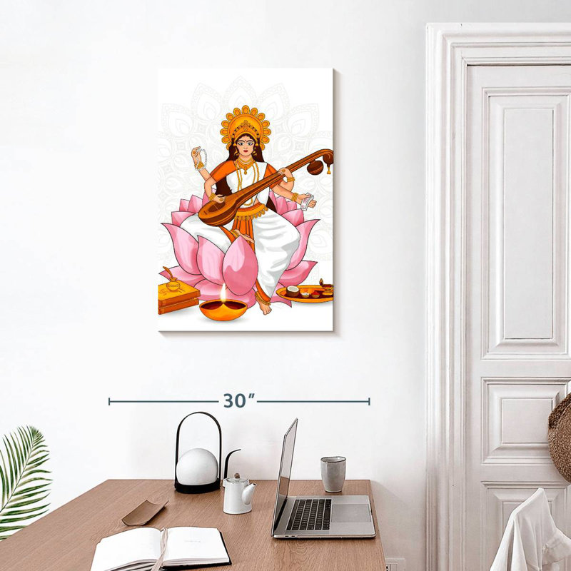 Déesse Adella Saraswati, H 30 po x l 20 po