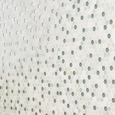 Reflection Ming Green With Mirror Penny Round Marble And Glass Tile