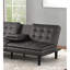 Futon canapé-lit de style contemporain à finition grise convertible en siège capitonné et siège rabattable avec porte-gobelet USB-1554729636