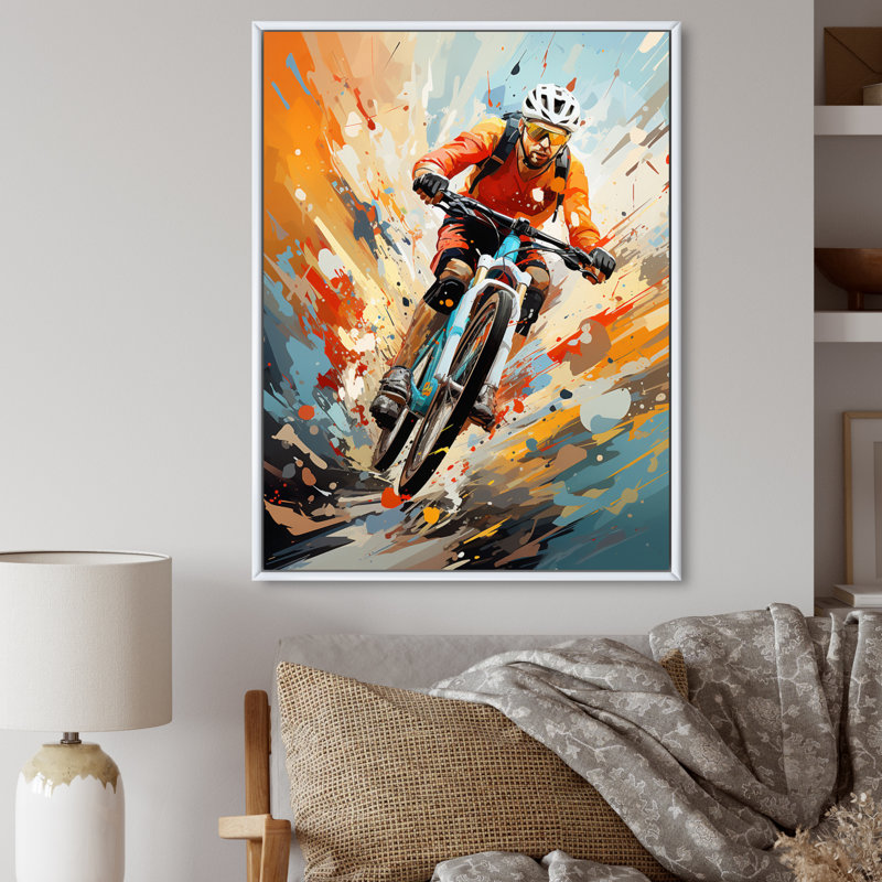 Bicycle Abstracted Trails An I - Bicycle Wall Art Prints, H 32 po x l 16 po x P 1 po, Cadre flottant blanc