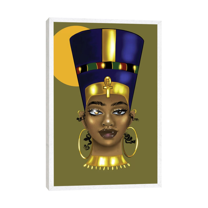 Brianna Nefertiti - Print on Canvas, 66.04 cm H x 45.72 cm W, White Framed
