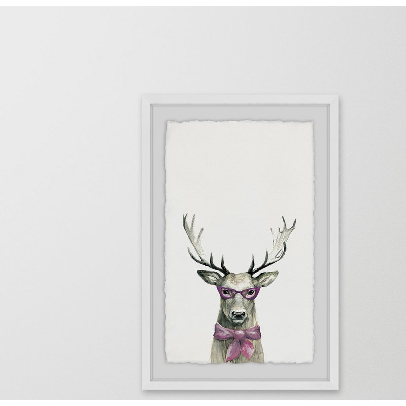 «Caravelle Po-Faced Deer», reproduction encadrée, H 12 po x l 8 po x P 1,5 po, Cadre blanc