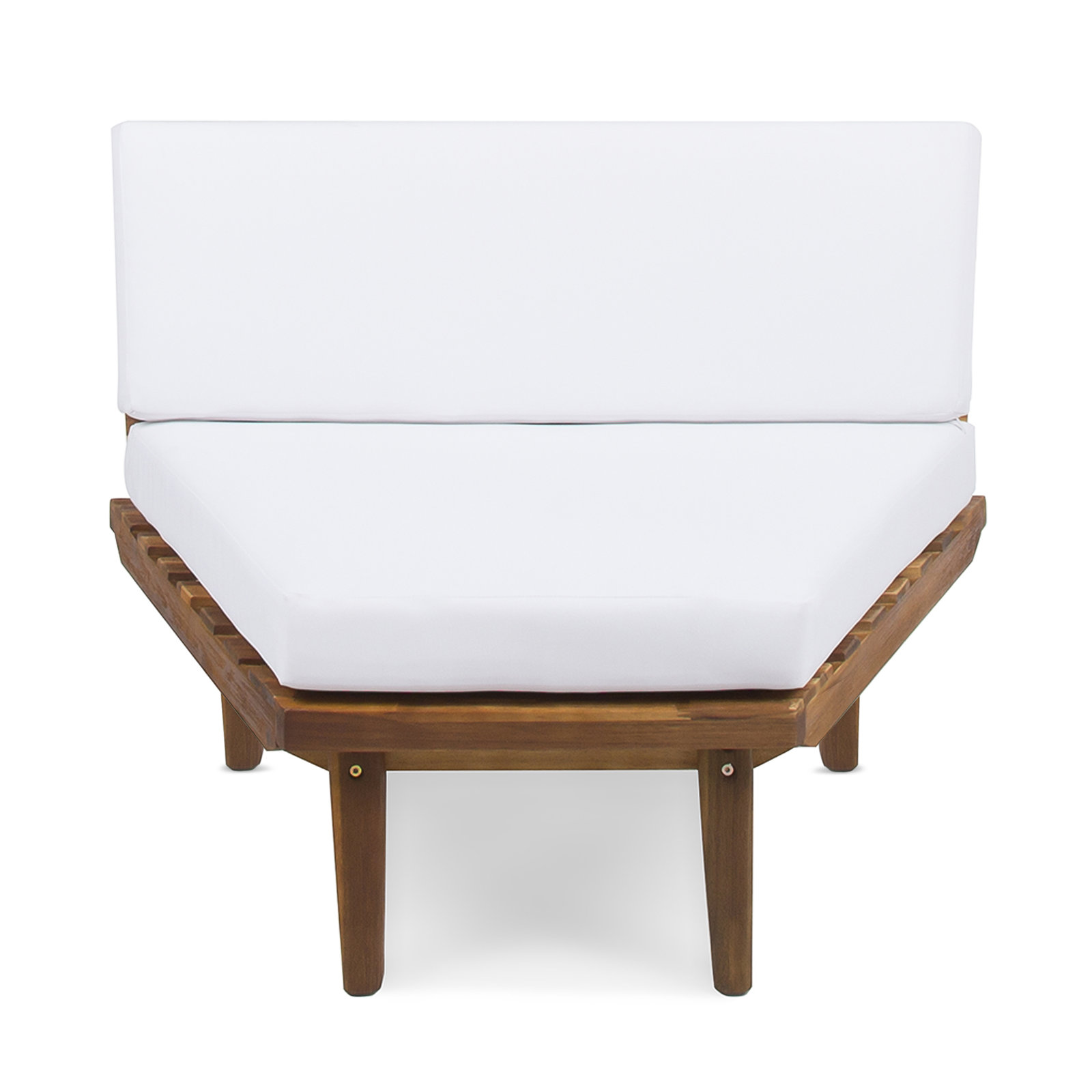 Boaz Acacia 4 - Person Modular Patio Conversation Set with Cushions, Sandblasted Brown Frame/White Cushion
