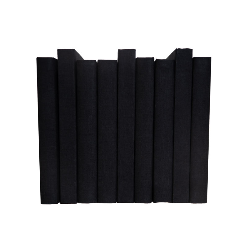 Decorative Books - Onyx Oversized Linen Wrapped Book Bundle - 1 Foot of Black Books, Onyx