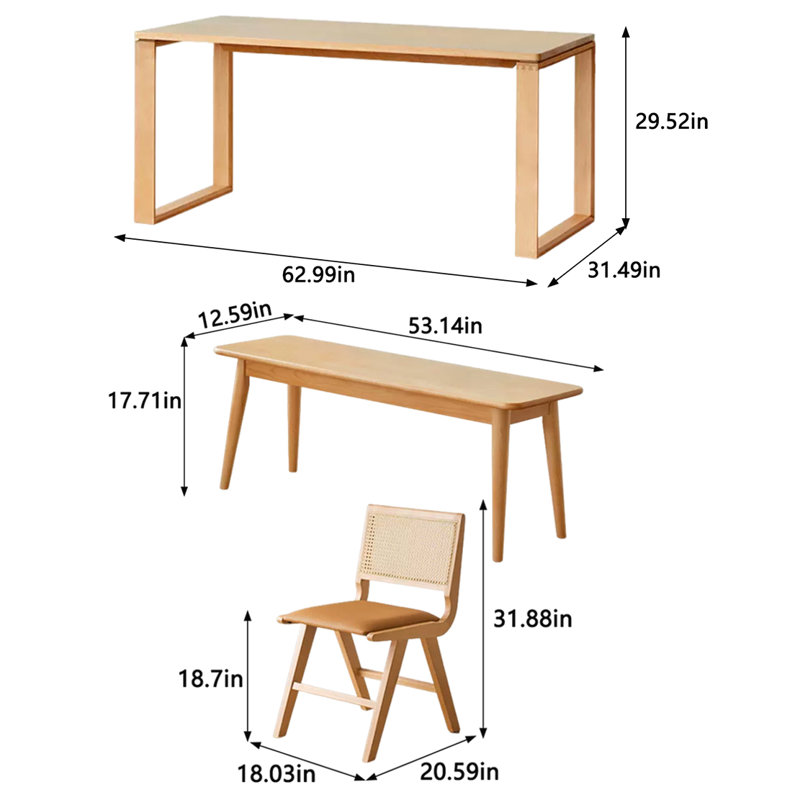 Long table work table Solid wood large board table, 29.52"H x 62.99"L x 31.49"W