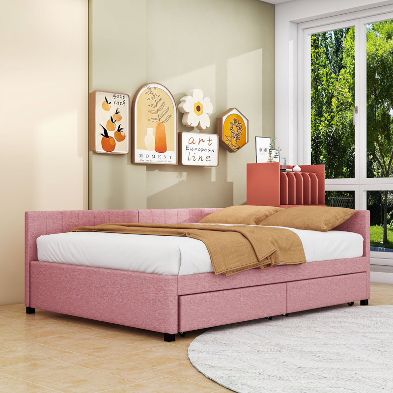 Full / Double Daybed With Two Drawers, Pink