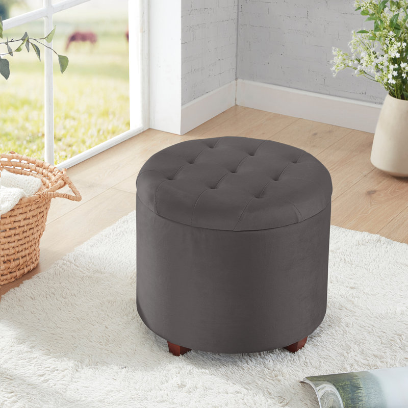 Crompton Upholstered Ottoman, Emerald Green Velvet