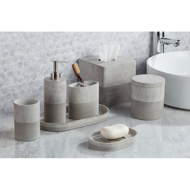 Gray Ribbed Oval Plastic Soap Dish