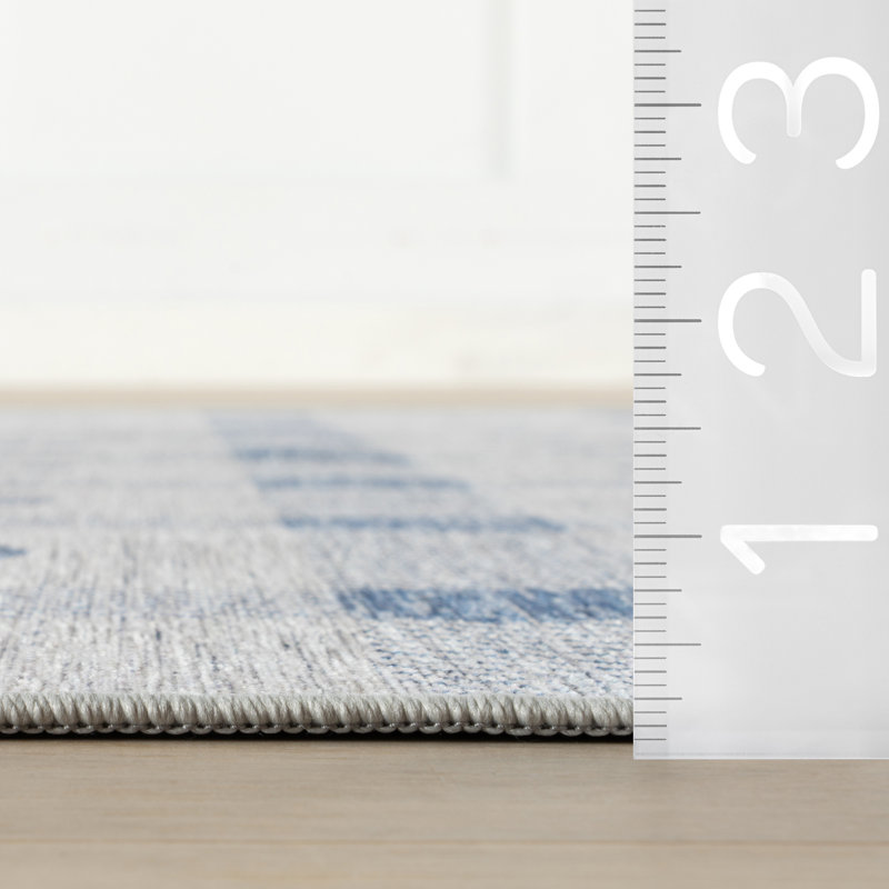 Valen Modern Plaid Machine Washable Rug, Rectangle 5' x 8'