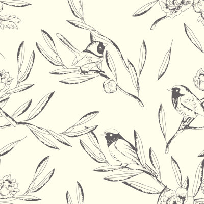 Carreau de papier peint auto-adhésif L 10,4 pi x l 25 po Birds On Branches