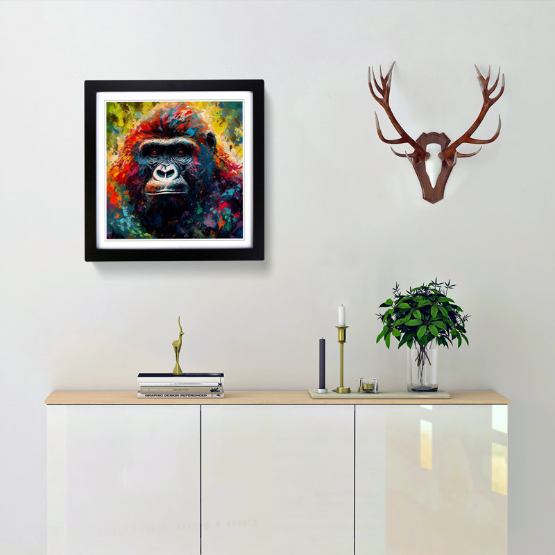 Gorilla Neo-Impressionism - Framed Print, Black