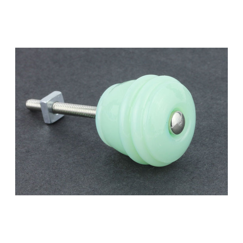 (5 Pack) 1-1/8 inch Barrel Knob (Jadeite), Milk Green