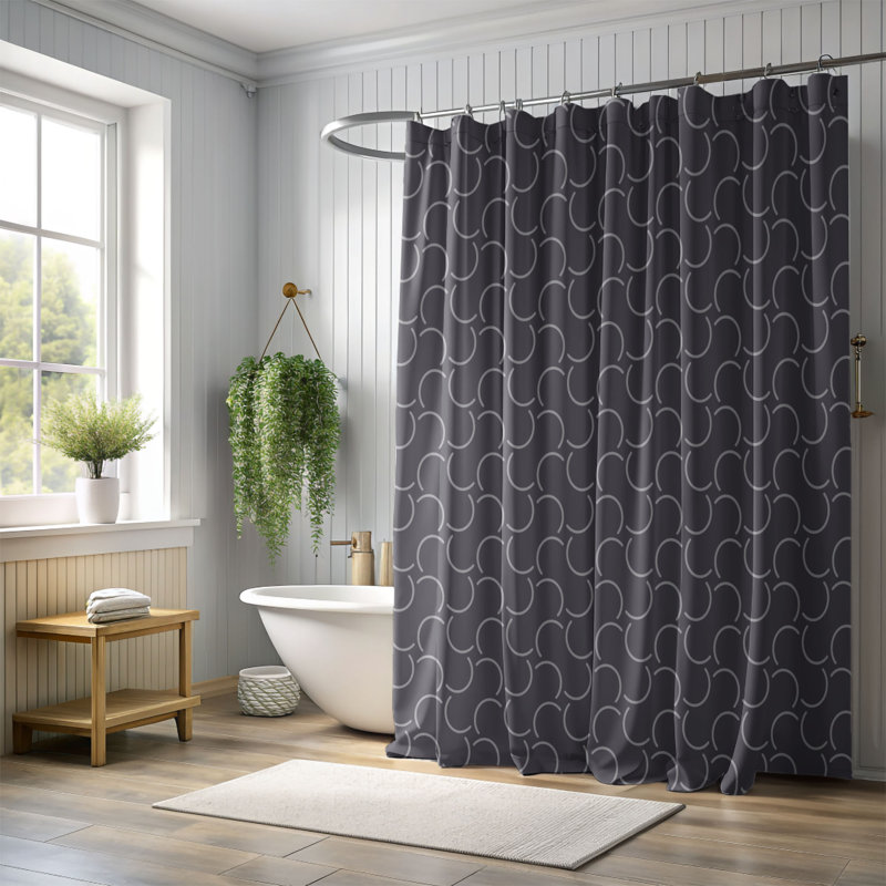 Rideau de douche 1 pièce, Gris foncé, H 74 po x l 35 po