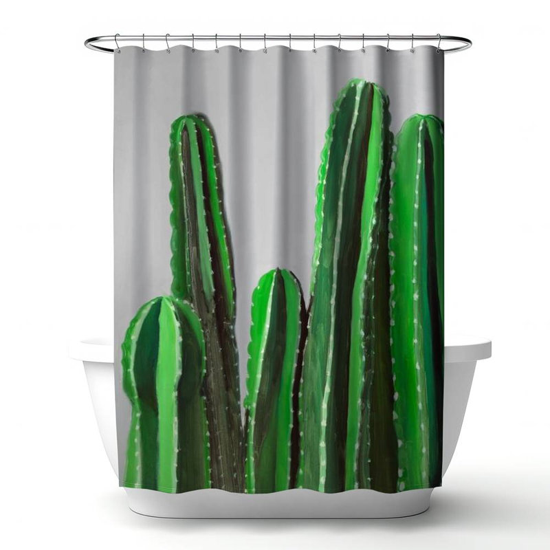 Shower Curtain FL277 – Polyester Shower Curtain, Dye Sublimation Print, 71" W × 74" L, Green/Gray