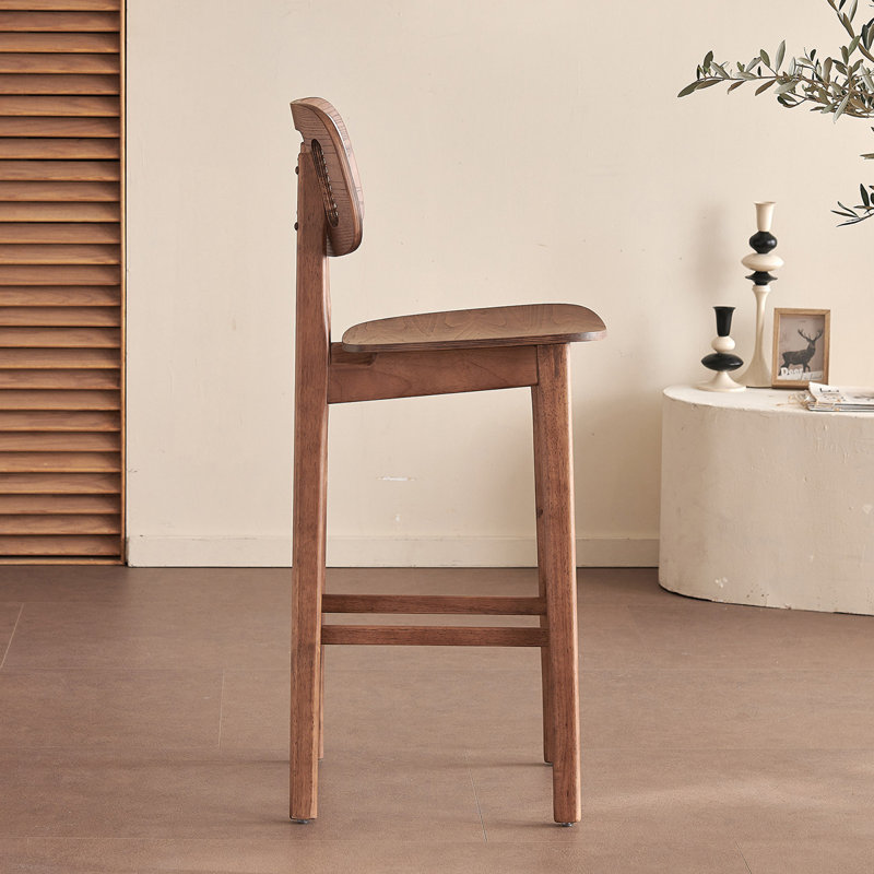 Chaise d'appoint à dossier bas en noyer (ensemble de 6), Walnut, 6, 27.56"