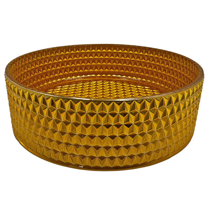 Scotch Tempered Glass Circular Vessel Bathroom Sink - Timeless Collection, Gold, 16"