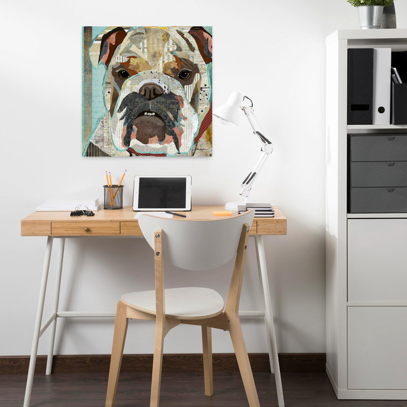 Bouledogue anglais, art contemporain pour chien, H 18 po x l 18 po