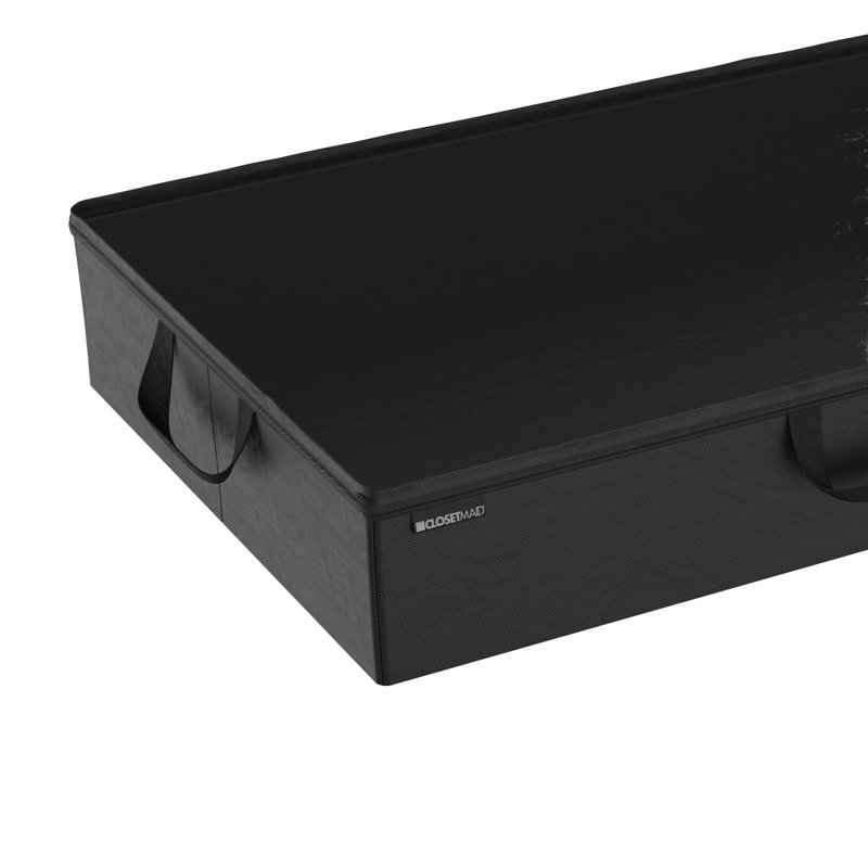 Charcoal Black Fabric Underbed Storage Organizer with Clear Window