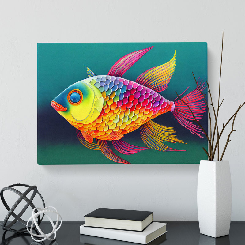 Fish In Watercolour Vol.2 - Wrapped Canvas, 50cm H x 76cm W x 3cm D