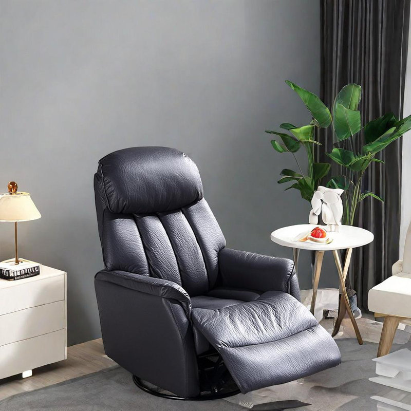 Smeralda Faux Leather Swivel Recliner, Blue