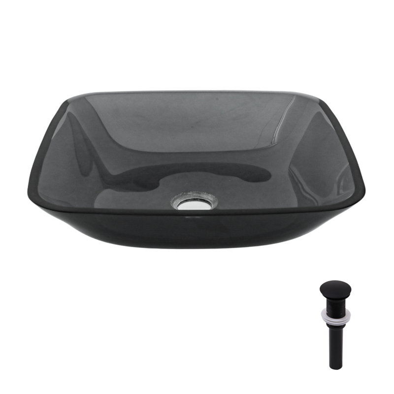 Lavabo de salle de bain vasque de salle de bain vasque carrée pour salle de bain, lavabo vasque en verre trempé avec bonde escamotable