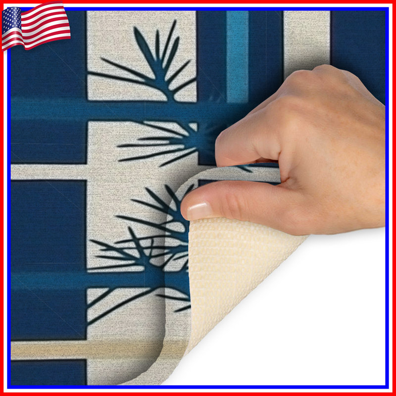 Motif de tapis de bain à carreaux, Simple - L 24 po x l 17 po, Tissu écossais bleu / blanc