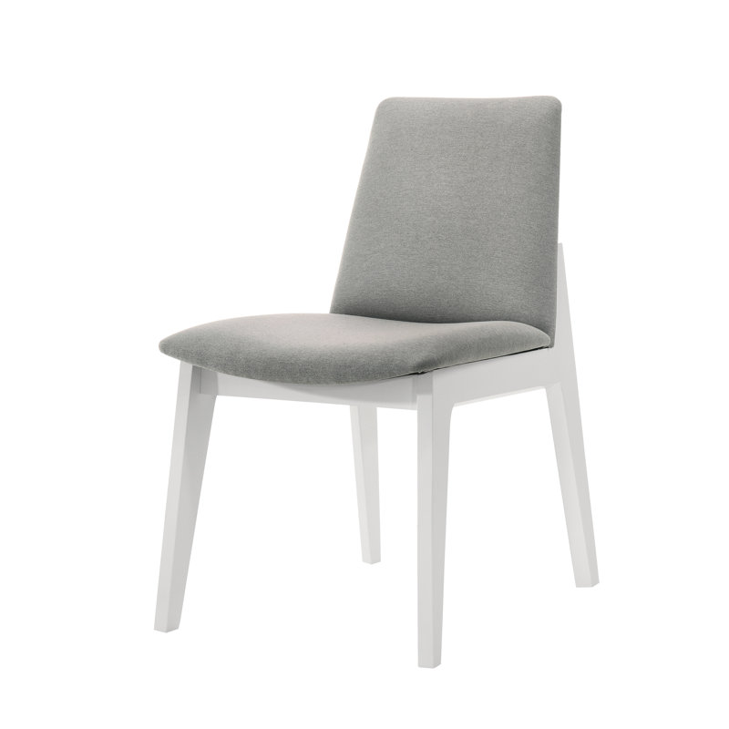 Nema 4 Piece Solid Back Side Chair Set with Bench, Light Gray, White